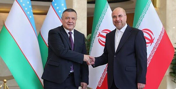 دیدار و گفت‌وگوی‌ رسمی رئیس مجلس قانونگذاری ازبکستان با رئیس مجلس شورای اسلامی