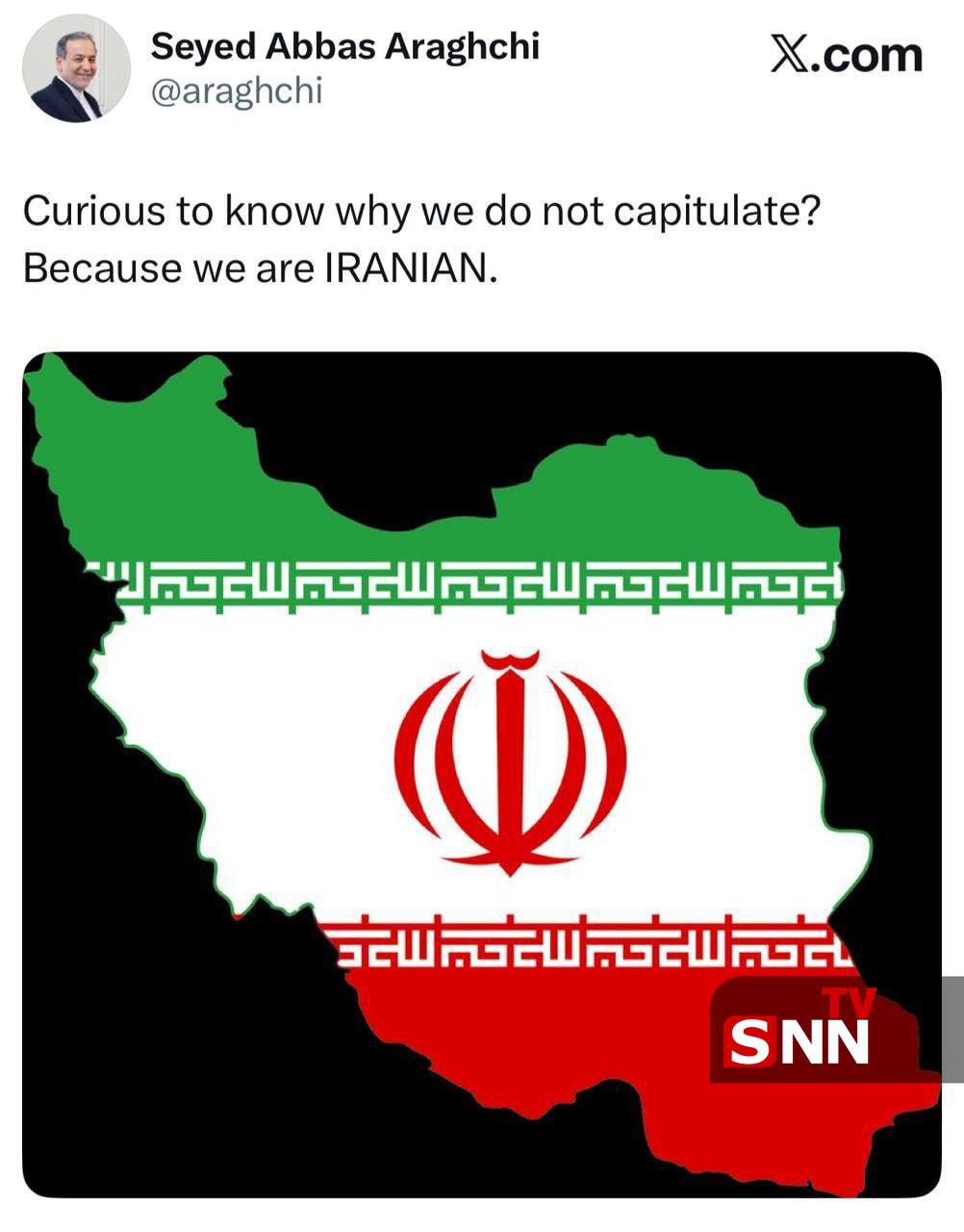 عراقچی به ترامپ: ایرانی تسلیم نمی‌شود